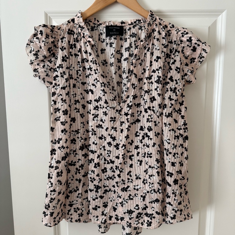 Ulla Johnson Pink and Black Floral Blouse